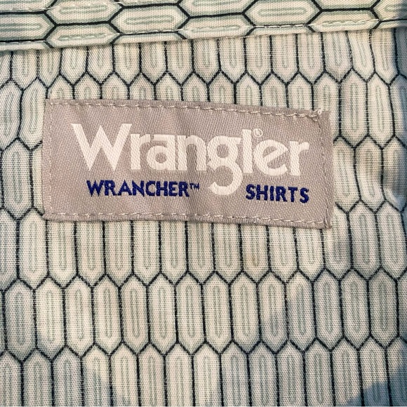 Wrangler Men's XXL Wrancher Green Geometric Print Long-Sleeve Pearl Snap Shirt - Picture 8 of 10